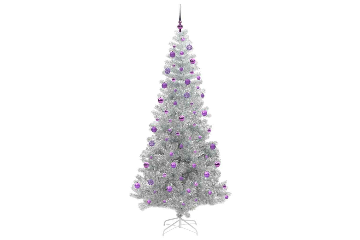 Vidaxl Christmas Tree With 300 Leds With Stand Silver 210 Cm Pet-4