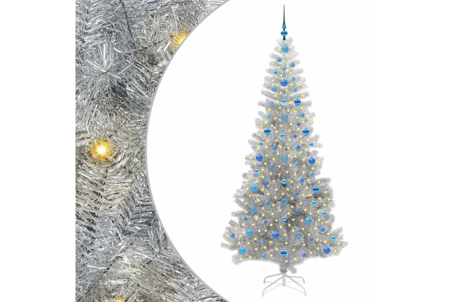 Vidaxl Christmas Tree With 300 Leds With Stand Silver 210 Cm Pet