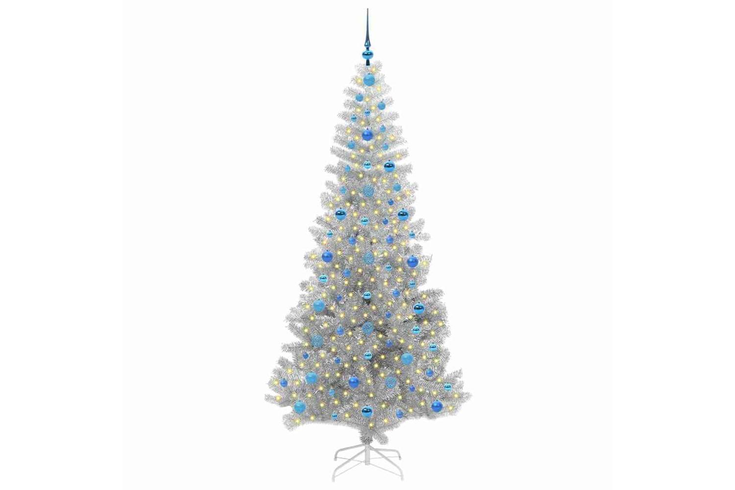 Vidaxl Christmas Tree With 300 Leds With Stand Silver 210 Cm Pet-3