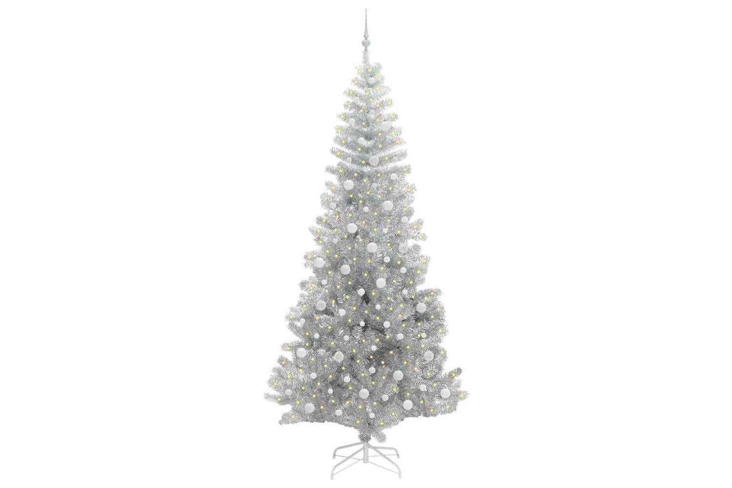 Vidaxl Christmas Tree With 300 Leds With Stand Silver 240 Cm Pet-3