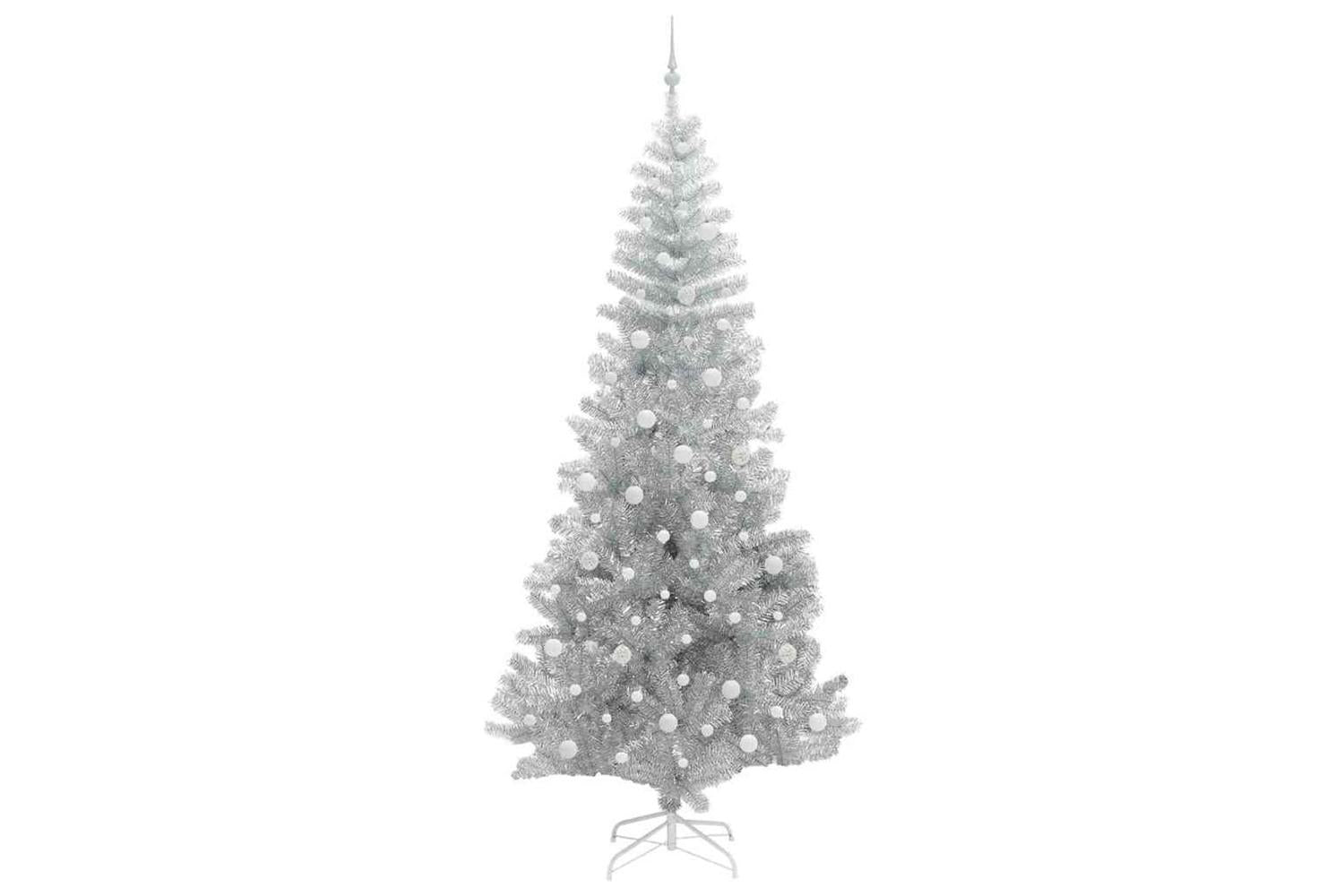 Vidaxl Christmas Tree With 300 Leds With Stand Silver 240 Cm Pet-4
