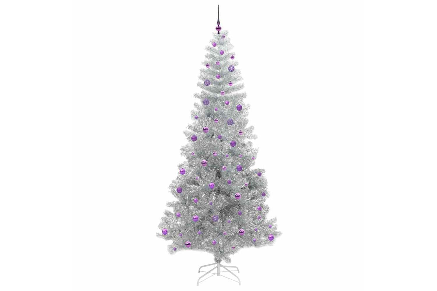 Vidaxl Christmas Tree With 300 Leds With Stand Silver 240 Cm Pet-4