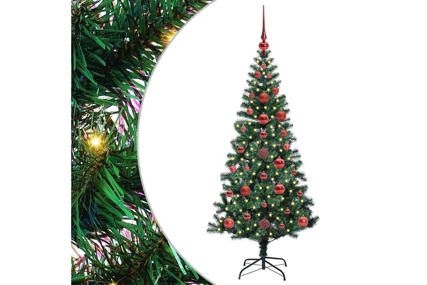 Vidaxl Artificial Pre-lit Christmas Tree Green 120 Cm Pvc And Metal-2