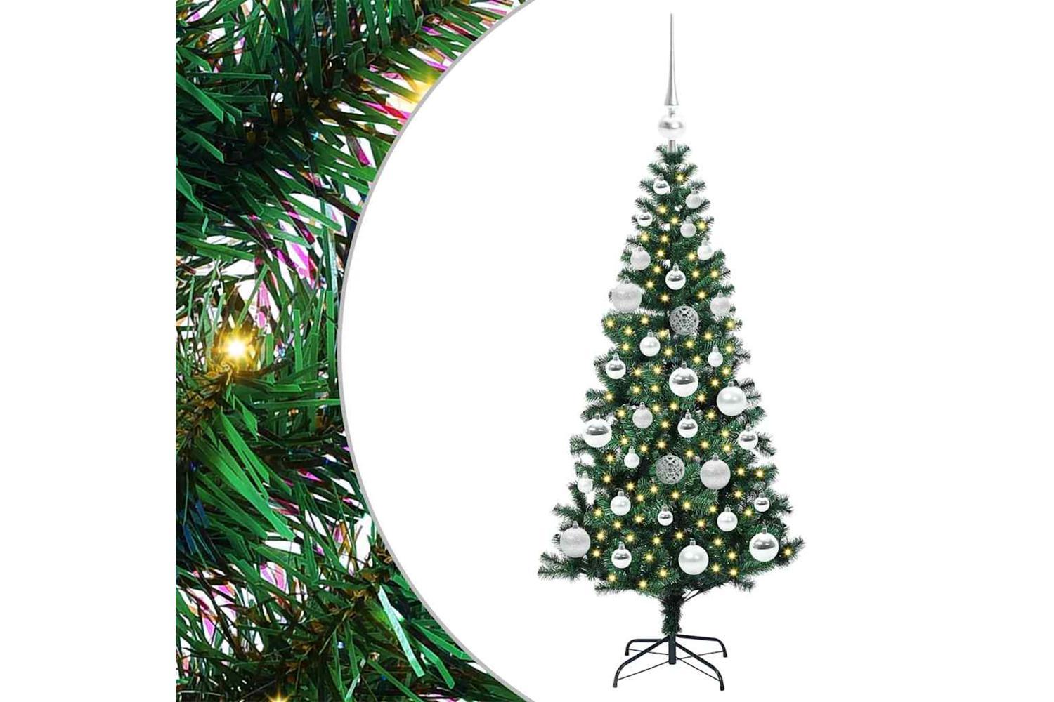 Vidaxl Artificial Pre-lit Christmas Tree Green 120 Cm Pvc And Metal-2