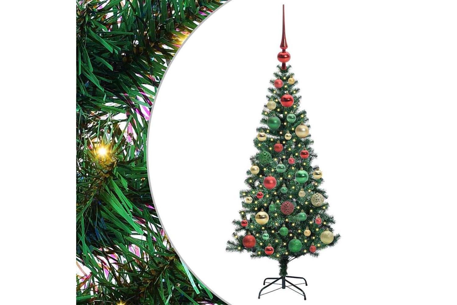 Vidaxl Artificial Pre-lit Christmas Tree Green 120 Cm Pvc And Metal-2