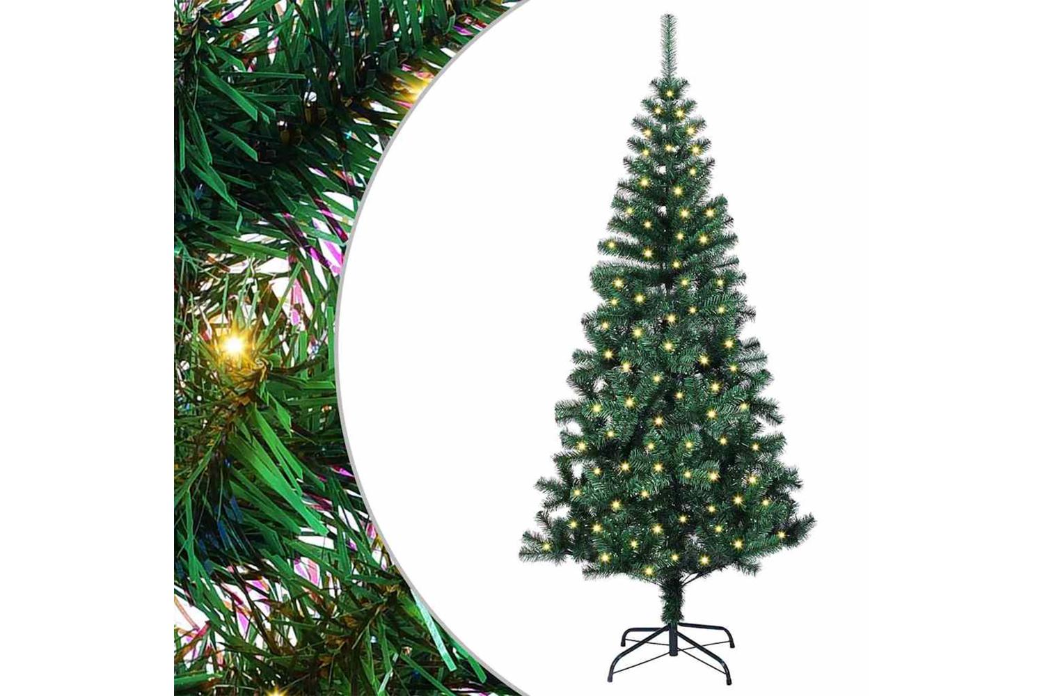 Vidaxl Artificial Pre-lit Christmas Tree Green 150 Cm Pvc And Metal-2