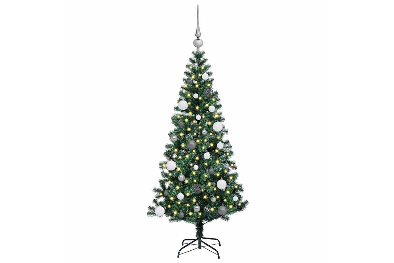 Vidaxl Artificial Pre-lit Christmas Tree Green 150 Cm Pvc And Metal-3