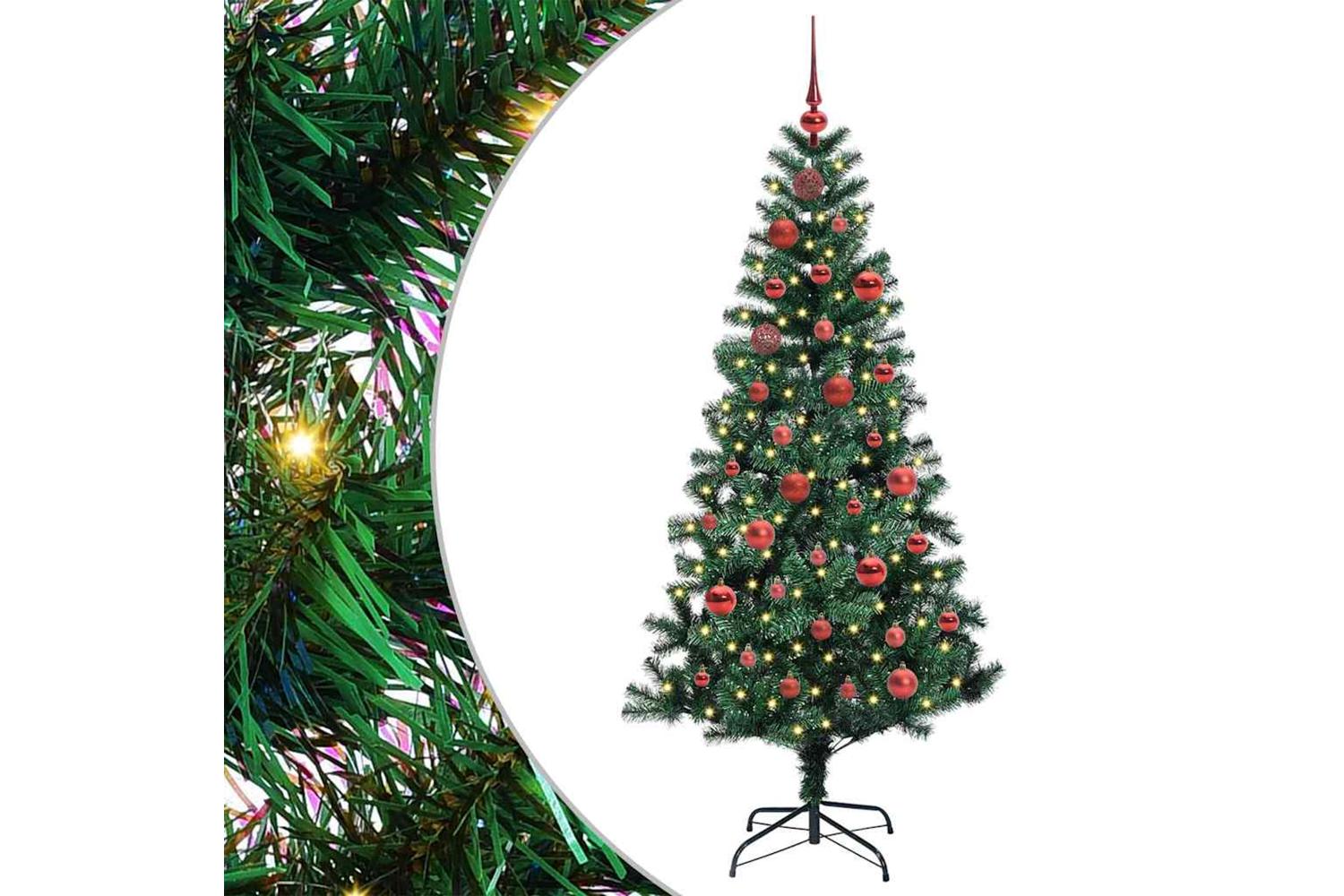 Vidaxl Artificial Pre-lit Christmas Tree Green 150 Cm Pvc And Metal-2