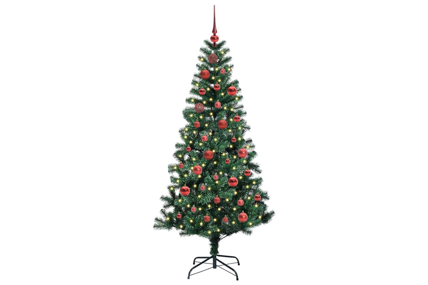 Vidaxl Artificial Pre-lit Christmas Tree Green 150 Cm Pvc And Metal-3