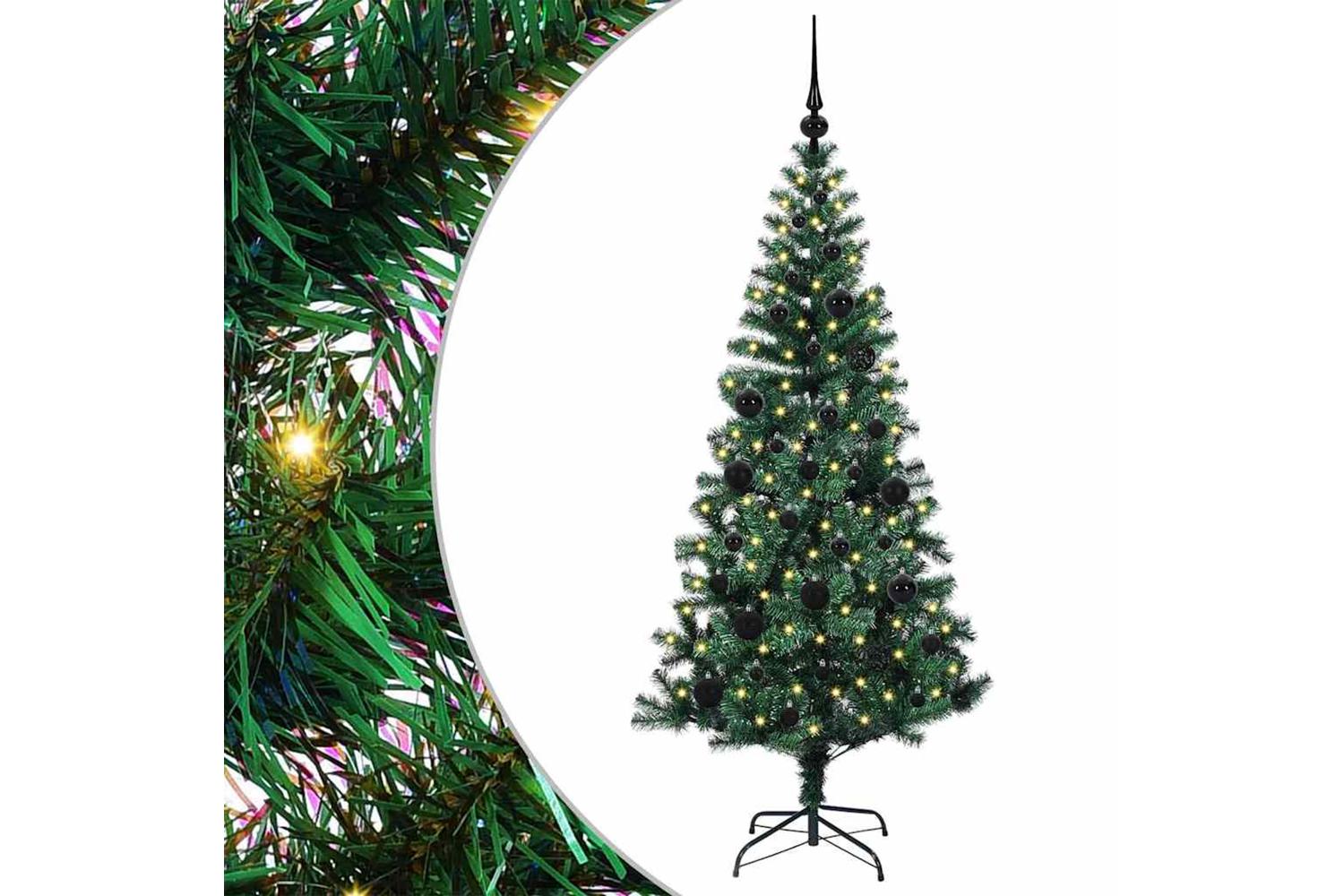 Vidaxl Artificial Pre-lit Christmas Tree Green 150 Cm Pvc And Metal-2