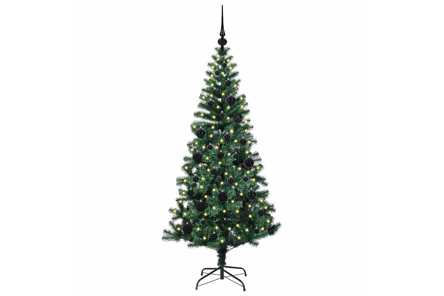 Vidaxl Artificial Pre-lit Christmas Tree Green 150 Cm Pvc And Metal-3