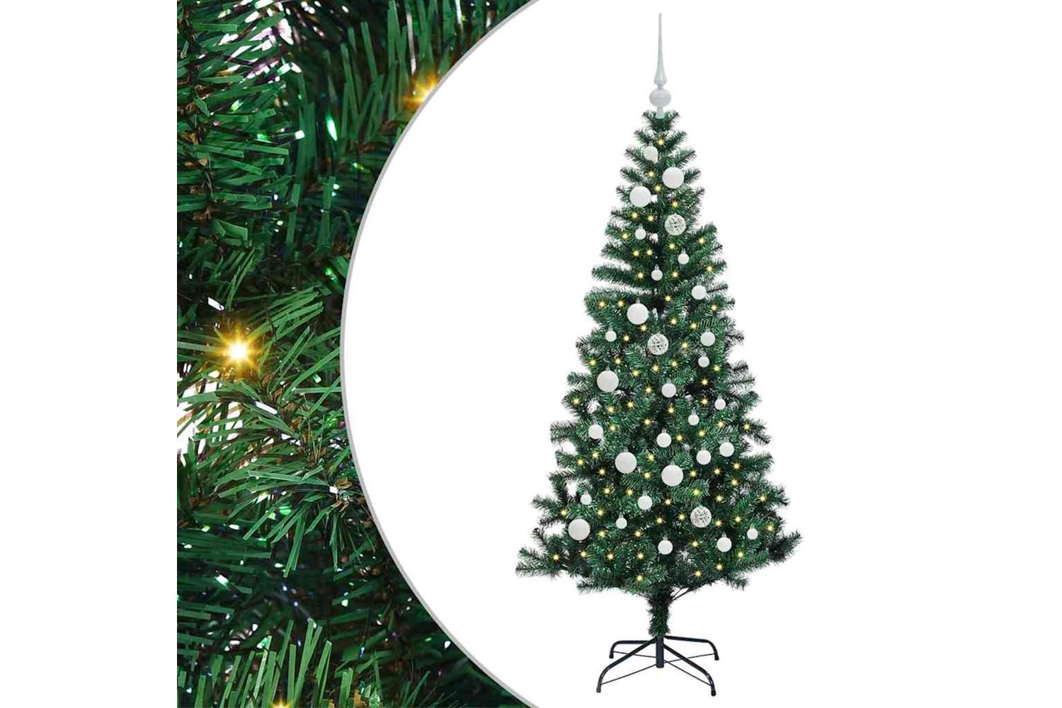 Vidaxl Artificial Pre-lit Christmas Tree Green 150 Cm Pvc And Metal-2