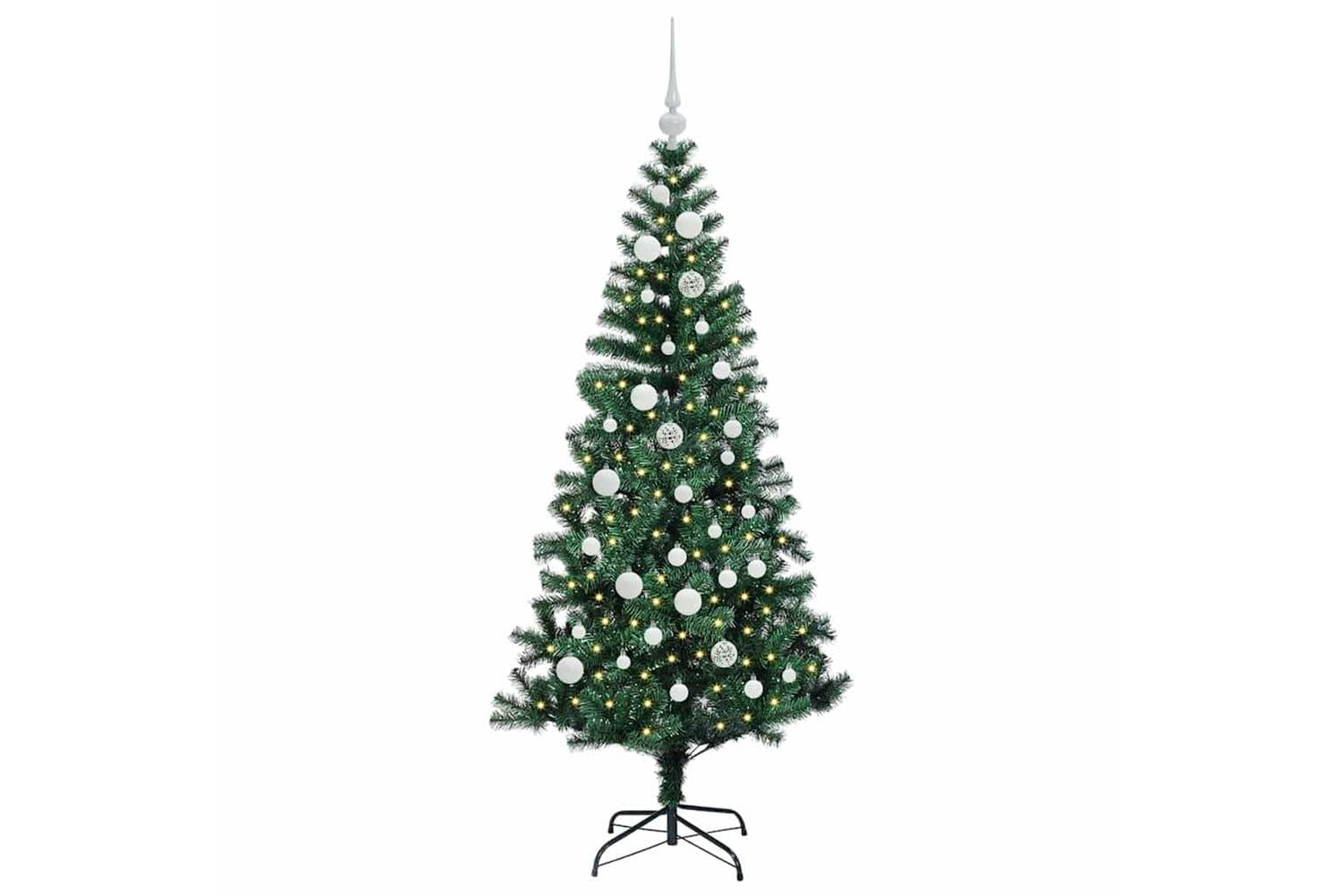 Vidaxl Artificial Pre-lit Christmas Tree Green 150 Cm Pvc And Metal-3