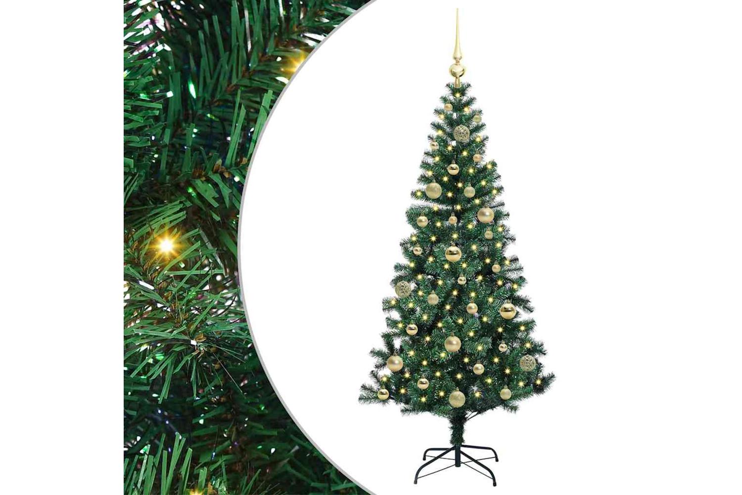 Vidaxl Artificial Pre-lit Christmas Tree Green 150 Cm Pvc And Metal-2