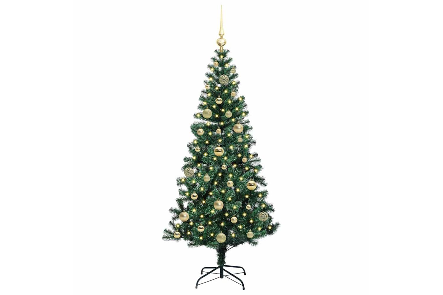 Vidaxl Artificial Pre-lit Christmas Tree Green 150 Cm Pvc And Metal-3