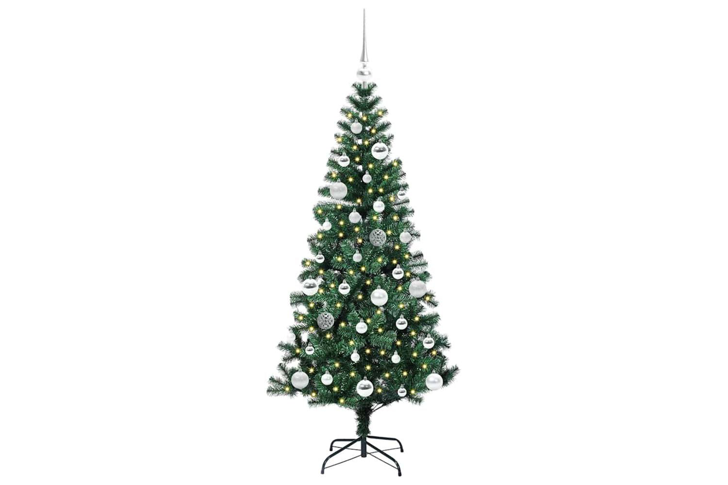 Vidaxl Artificial Pre-lit Christmas Tree Green 150 Cm Pvc And Metal-3