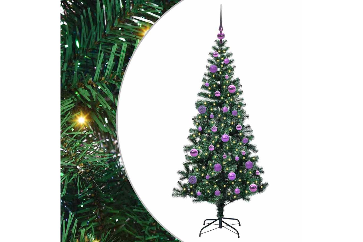 Vidaxl Artificial Pre-lit Christmas Tree Green 150 Cm Pvc And Metal-2