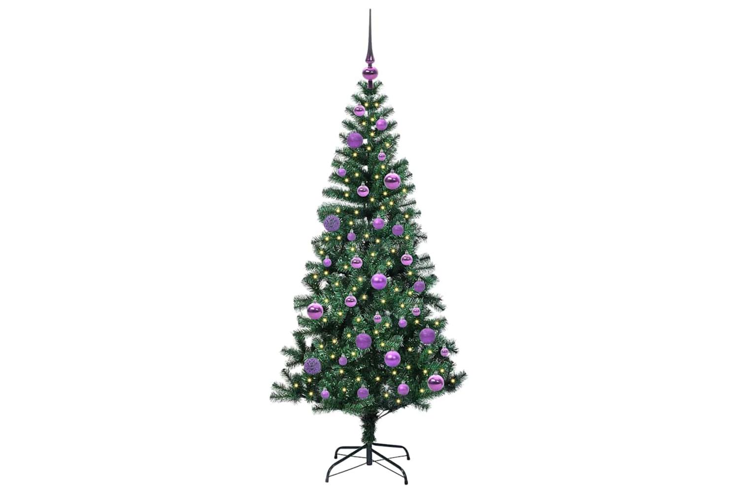 Vidaxl Artificial Pre-lit Christmas Tree Green 150 Cm Pvc And Metal-3