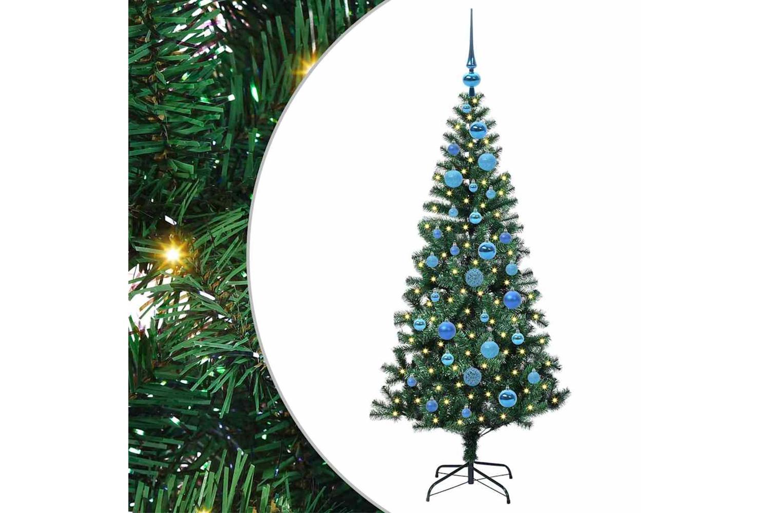 Vidaxl Artificial Pre-lit Christmas Tree Green 150 Cm Pvc And Metal-2