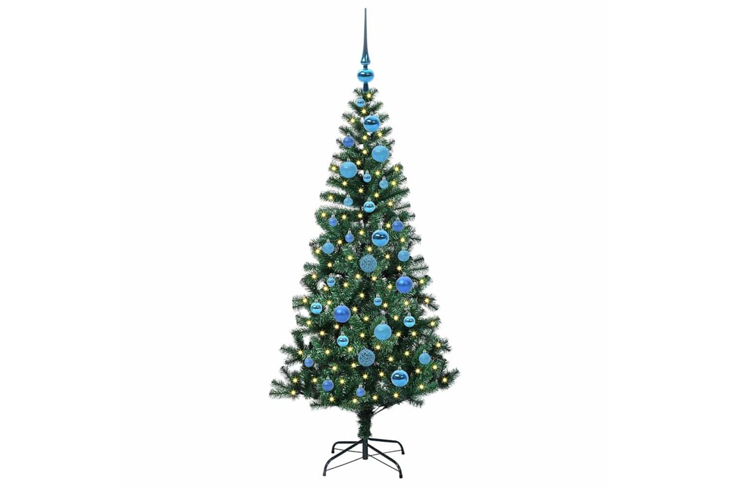 Vidaxl Artificial Pre-lit Christmas Tree Green 150 Cm Pvc And Metal-3