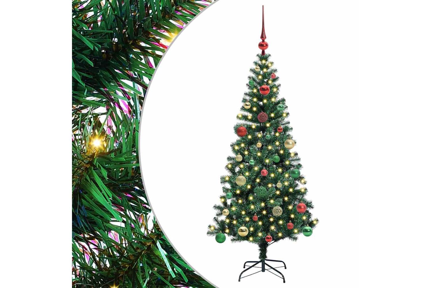 Vidaxl Artificial Pre-lit Christmas Tree Green 150 Cm Pvc And Metal-2