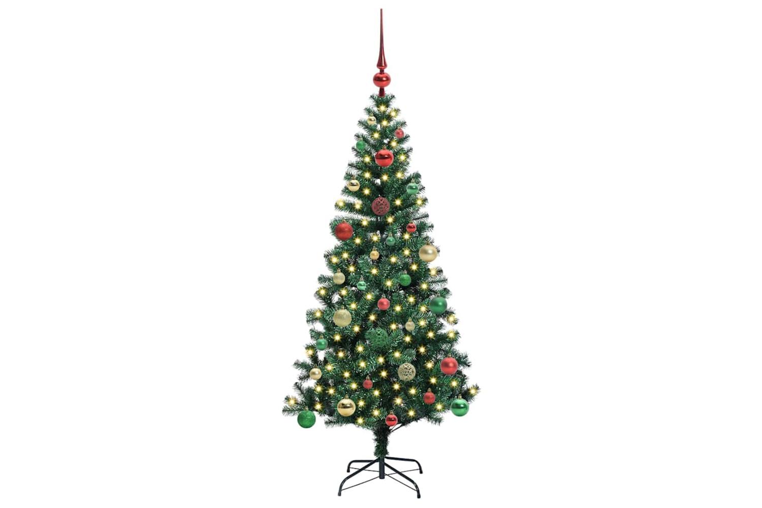 Vidaxl Artificial Pre-lit Christmas Tree Green 150 Cm Pvc And Metal-3