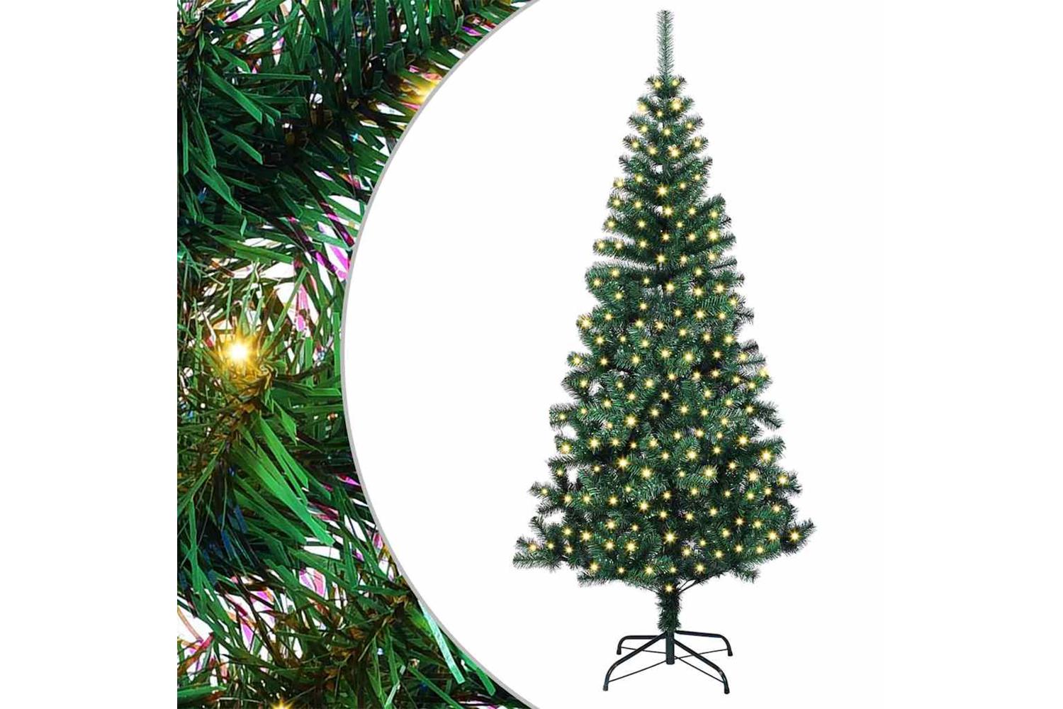 Vidaxl Artificial Pre-lit Christmas Tree Green 180 Cm Pvc And Metal-2