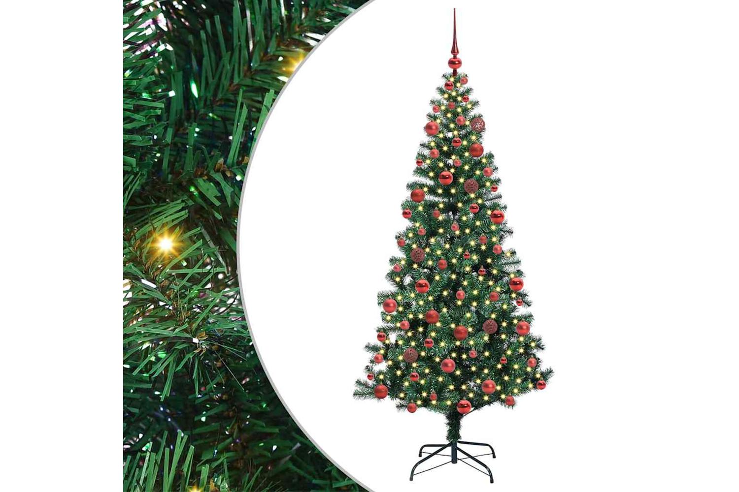 Vidaxl Artificial Pre-lit Christmas Tree Green 180 Cm Pvc And Metal-2
