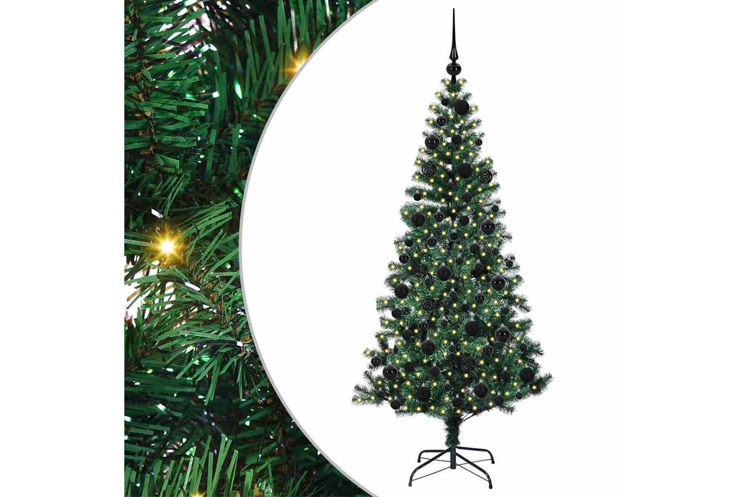 Vidaxl Artificial Pre-lit Christmas Tree Green 180 Cm Pvc And Metal-2