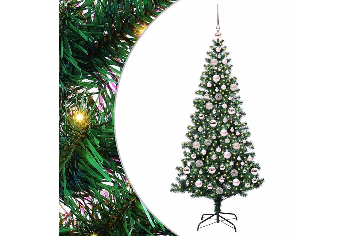 Vidaxl Artificial Pre-lit Christmas Tree Green 180 Cm Pvc And Metal-2