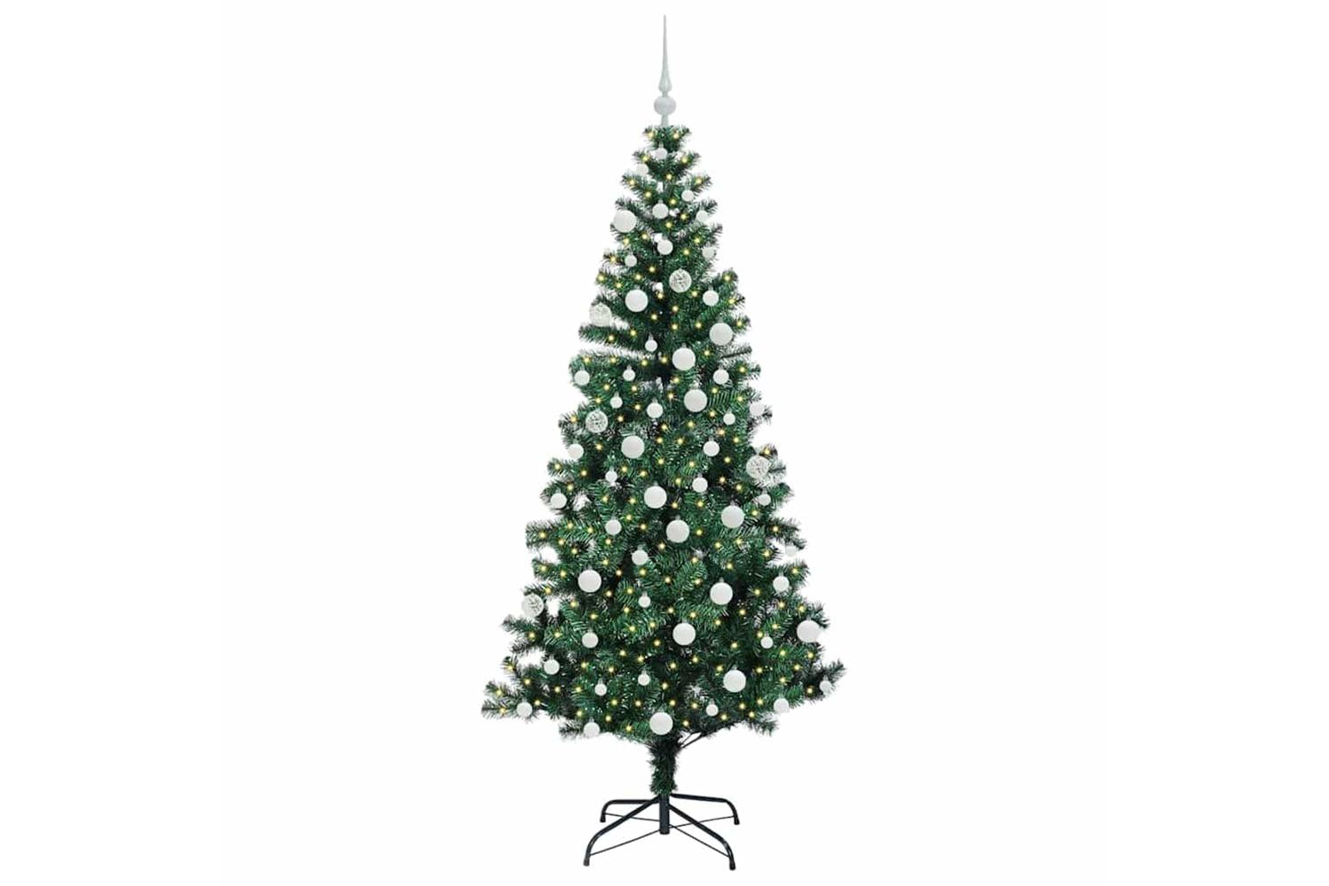 Vidaxl Artificial Pre-lit Christmas Tree Green 180 Cm Pvc And Metal-3