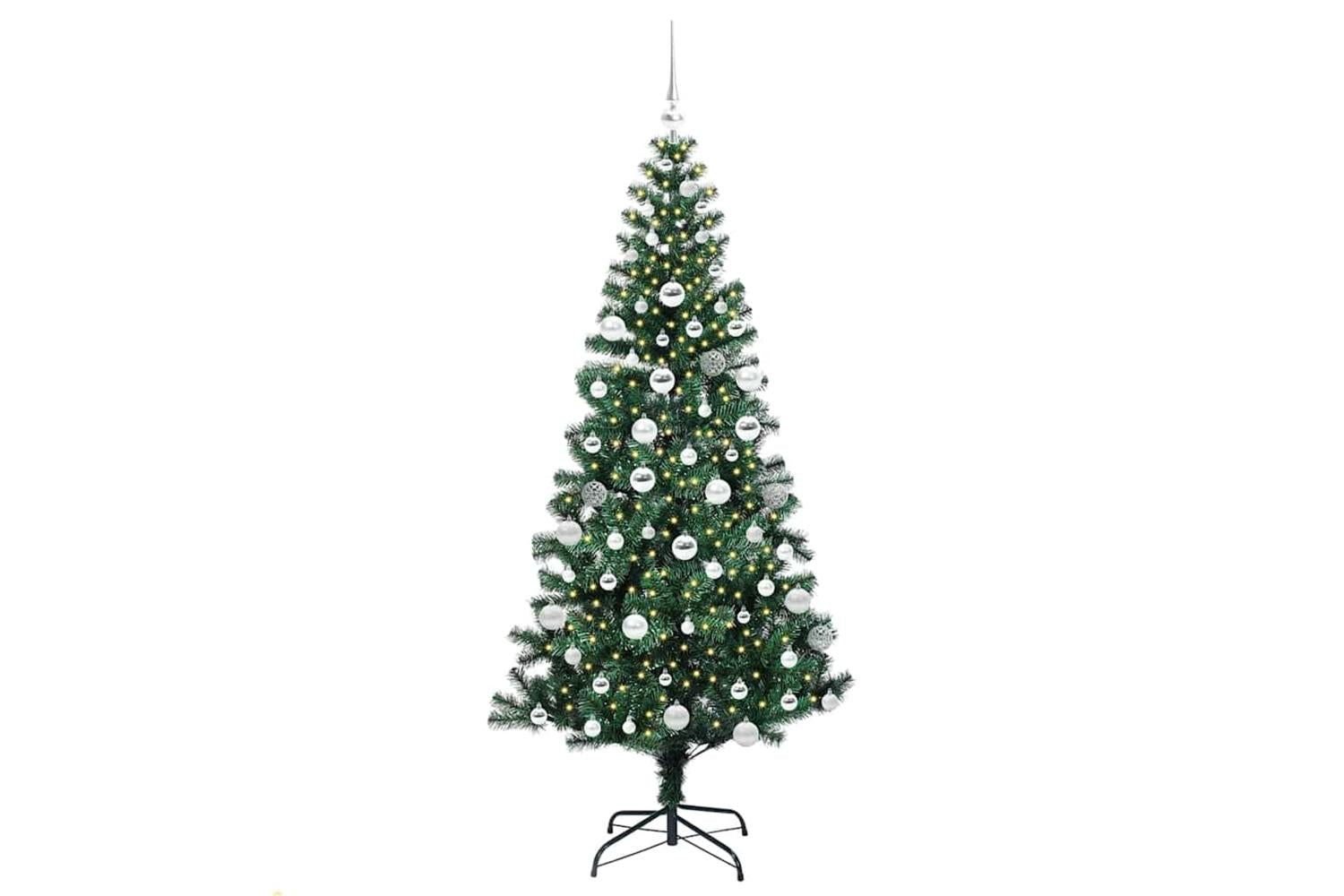 Vidaxl Artificial Pre-lit Christmas Tree Green 180 Cm Pvc And Metal-3