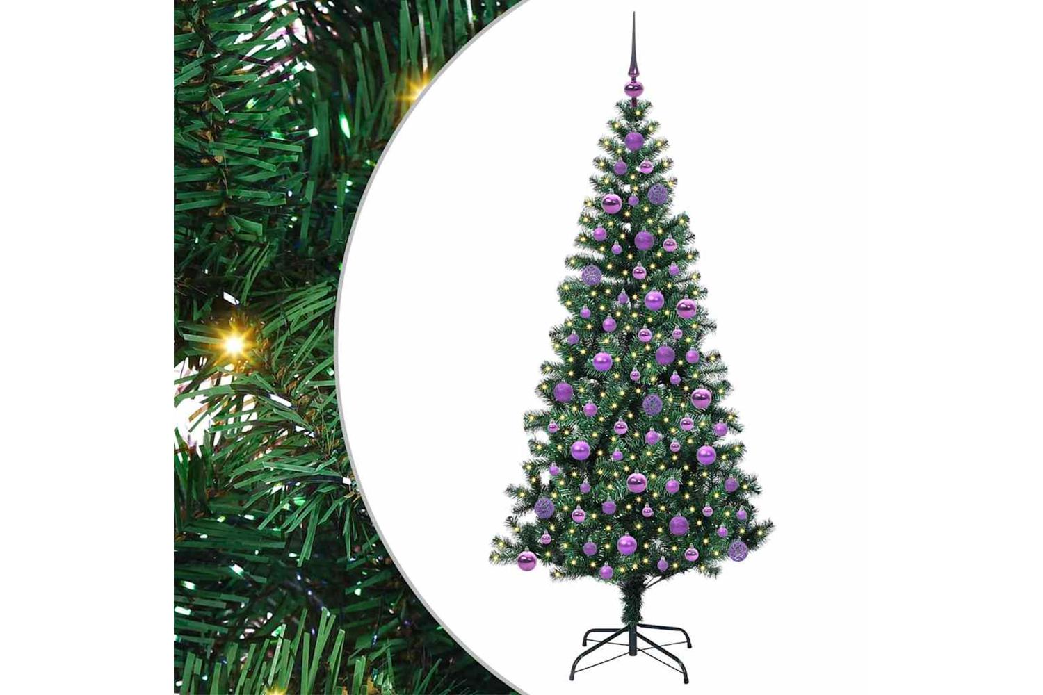Vidaxl Artificial Pre-lit Christmas Tree Green 180 Cm Pvc And Metal-2