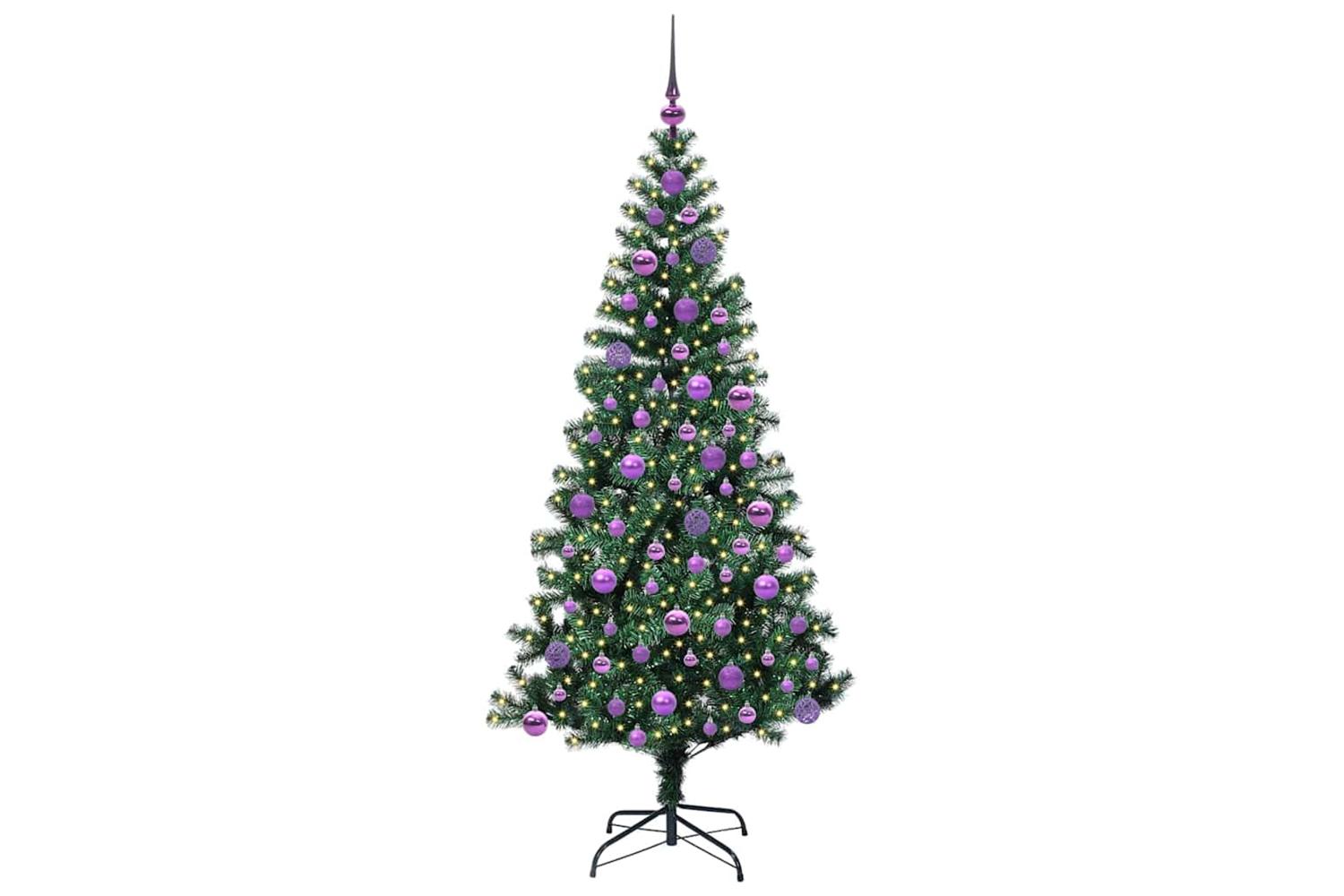 Vidaxl Artificial Pre-lit Christmas Tree Green 180 Cm Pvc And Metal-3