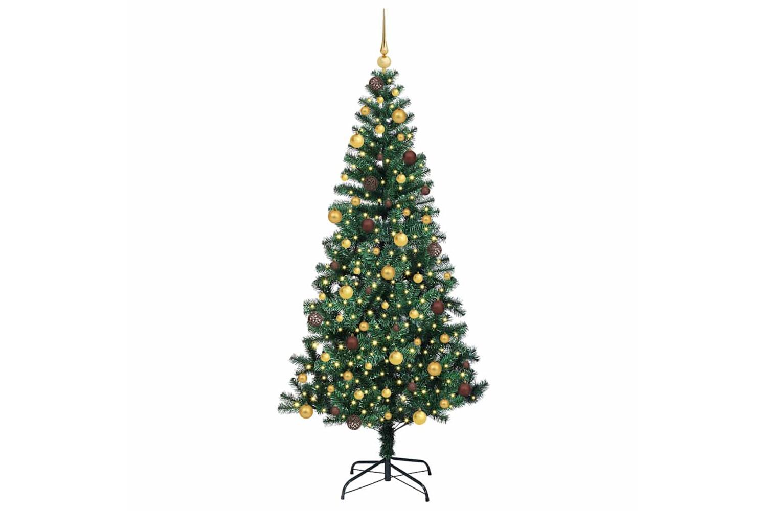 Vidaxl Artificial Pre-lit Christmas Tree Green 210 Cm Pvc And Metal-3