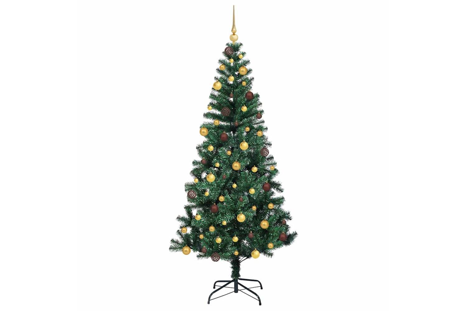 Vidaxl Artificial Pre-lit Christmas Tree Green 210 Cm Pvc And Metal-4