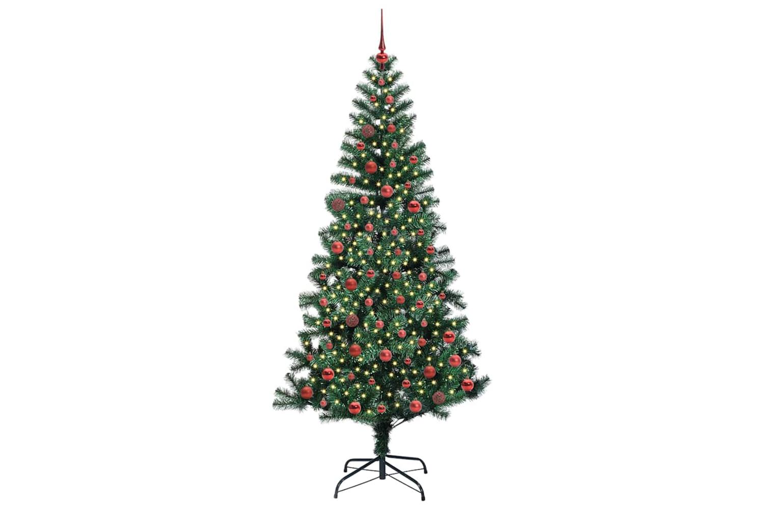 Vidaxl Artificial Pre-lit Christmas Tree Green 210 Cm Pvc And Metal-3