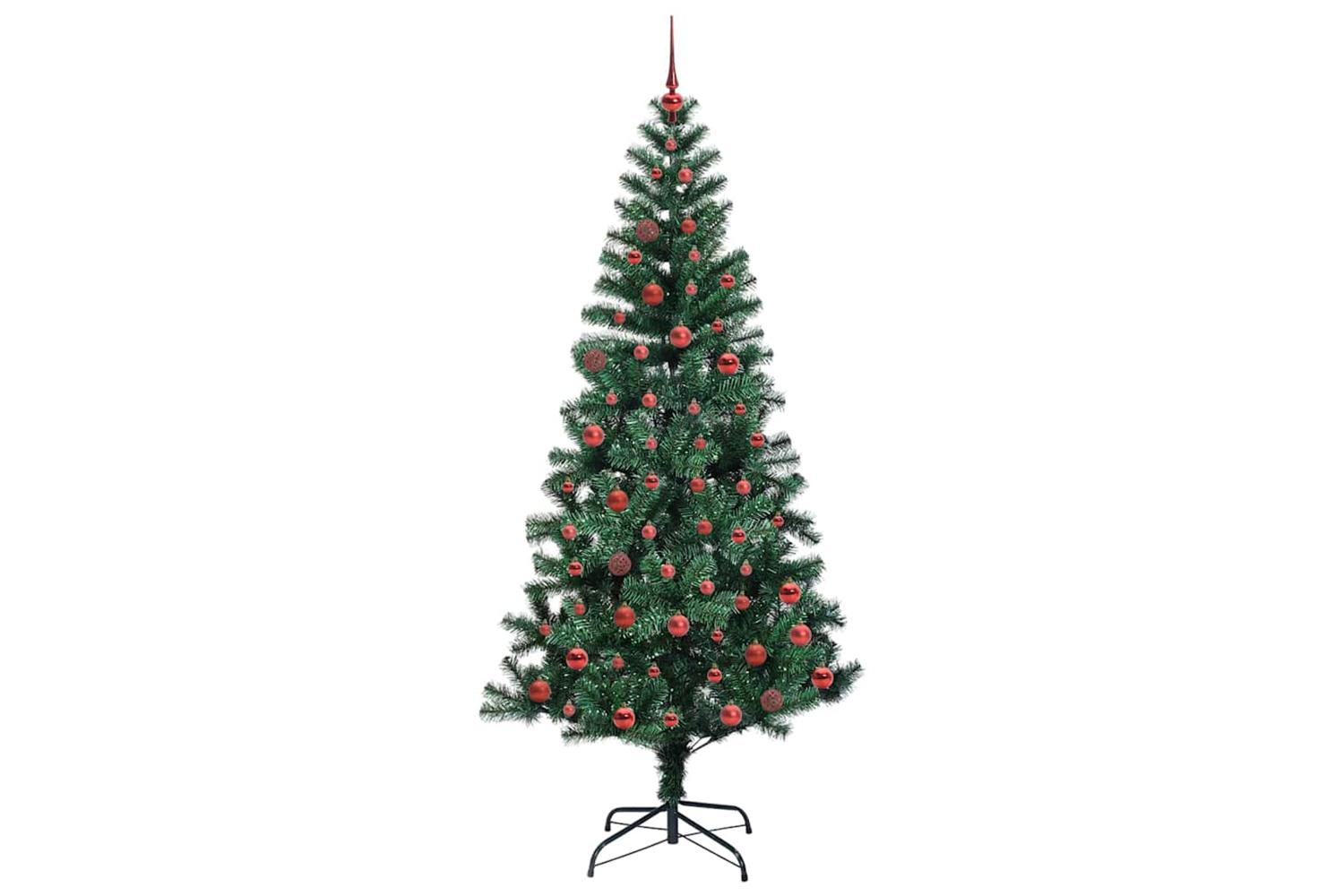 Vidaxl Artificial Pre-lit Christmas Tree Green 210 Cm Pvc And Metal-4