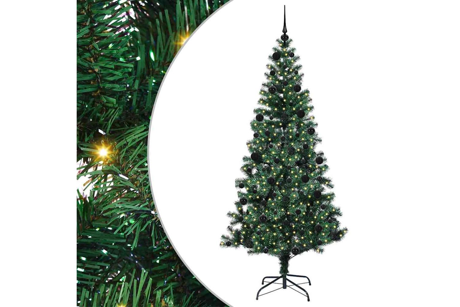 Vidaxl Artificial Pre-lit Christmas Tree Green 210 Cm Pvc And Metal