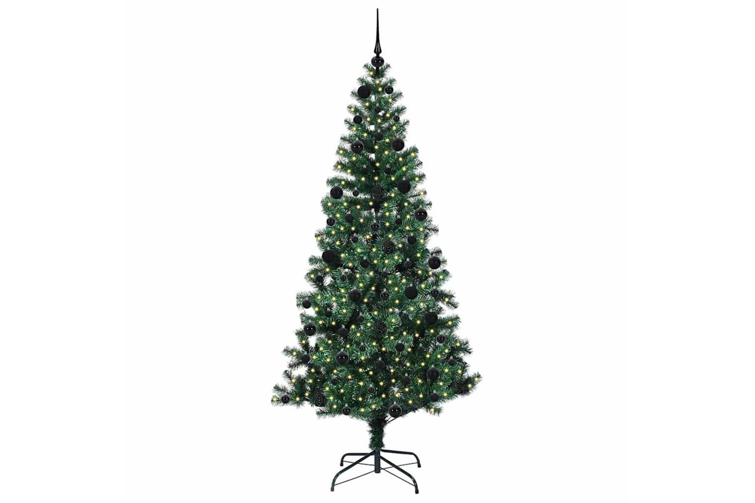Vidaxl Artificial Pre-lit Christmas Tree Green 210 Cm Pvc And Metal-3