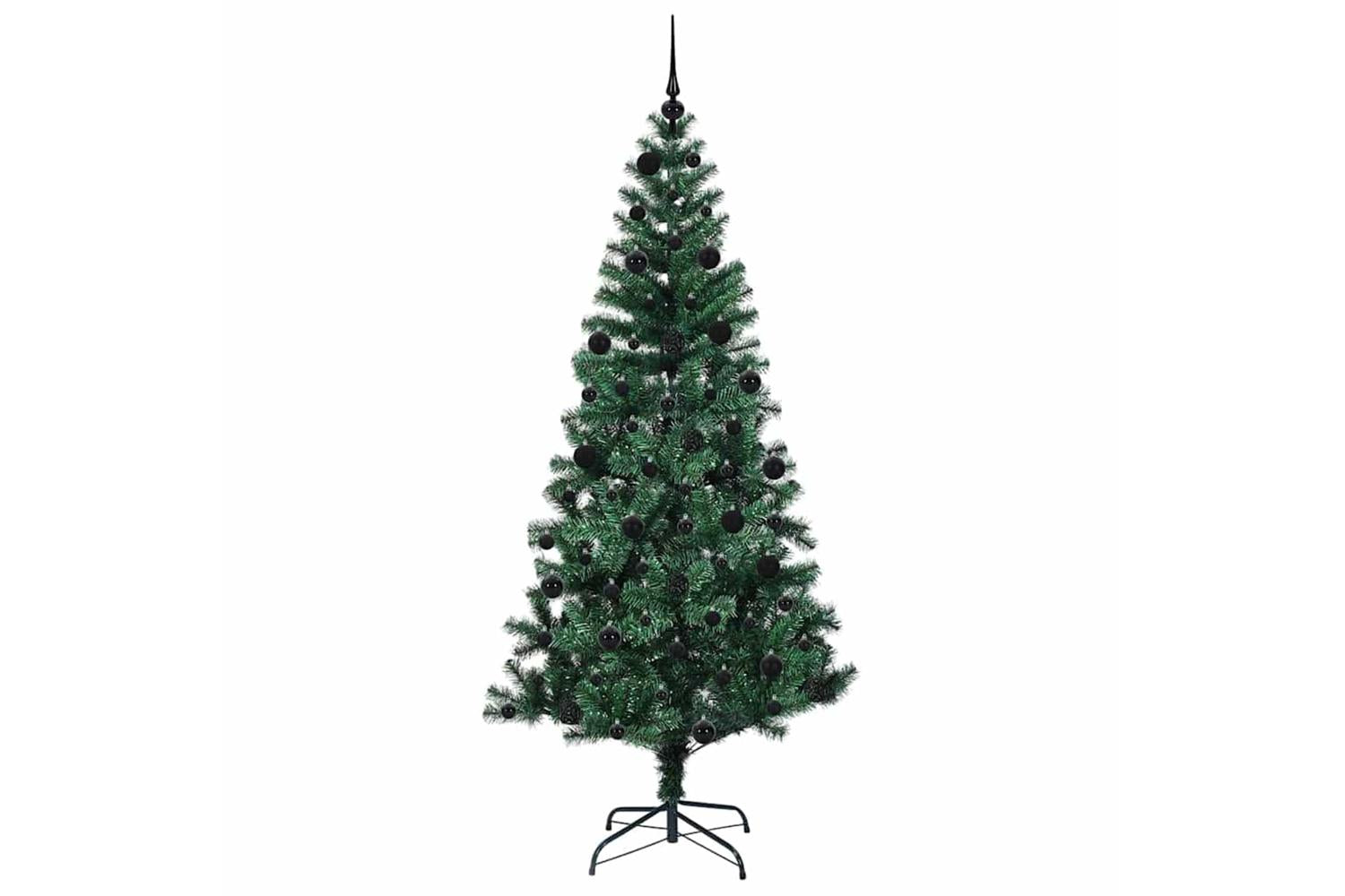 Vidaxl Artificial Pre-lit Christmas Tree Green 210 Cm Pvc And Metal-4