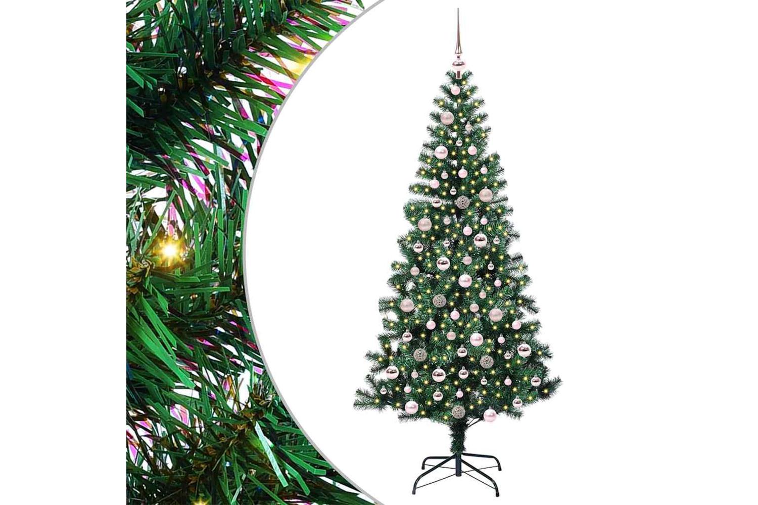 Vidaxl Artificial Pre-lit Christmas Tree Green 210 Cm Pvc And Metal-2