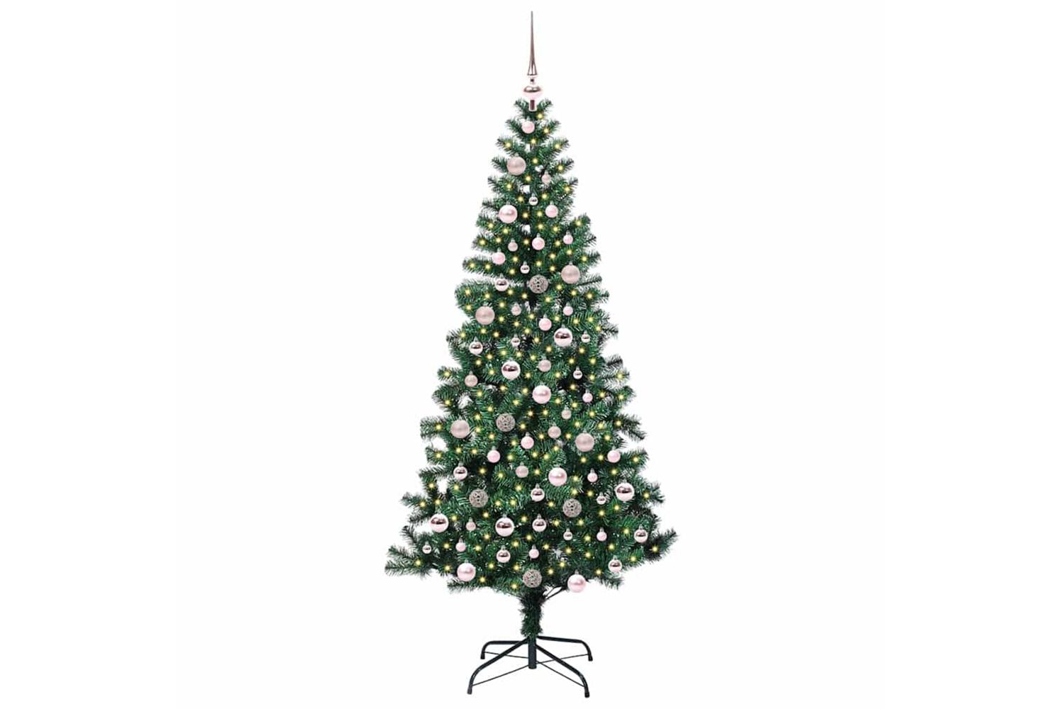 Vidaxl Artificial Pre-lit Christmas Tree Green 210 Cm Pvc And Metal-3