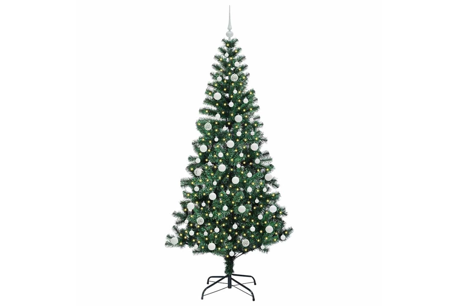 Vidaxl Artificial Pre-lit Christmas Tree Green 210 Cm Pvc And Metal-3
