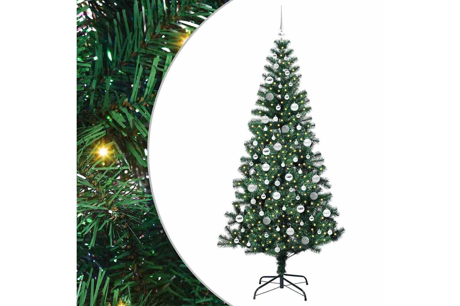 Vidaxl Artificial Pre-lit Christmas Tree Green 210 Cm Pvc And Metal-2