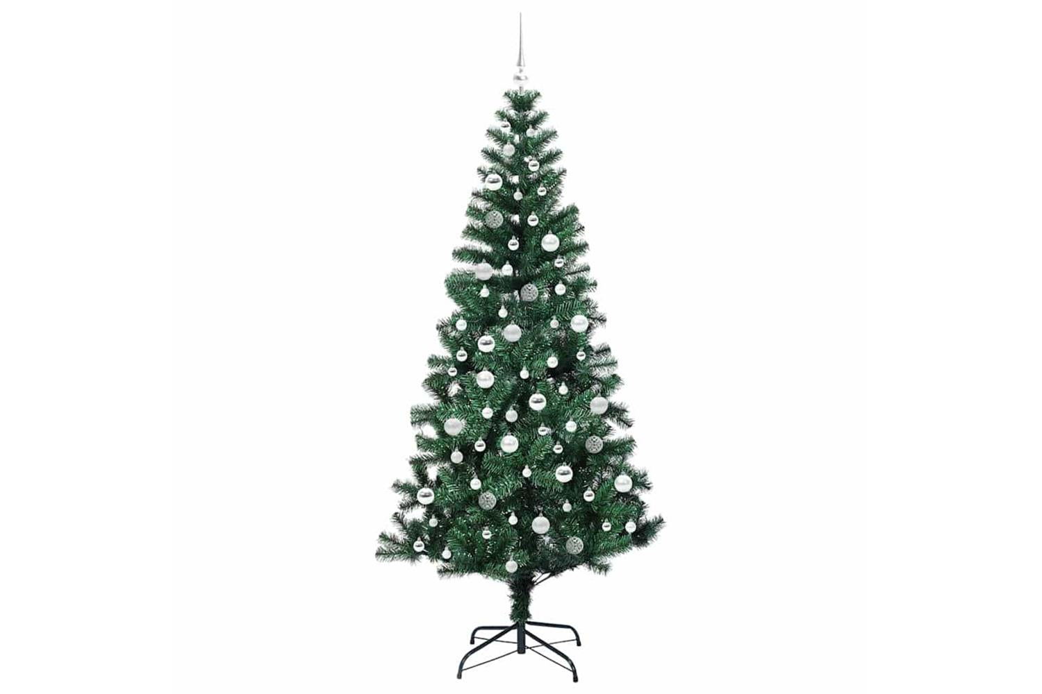 Vidaxl Artificial Pre-lit Christmas Tree Green 210 Cm Pvc And Metal-4