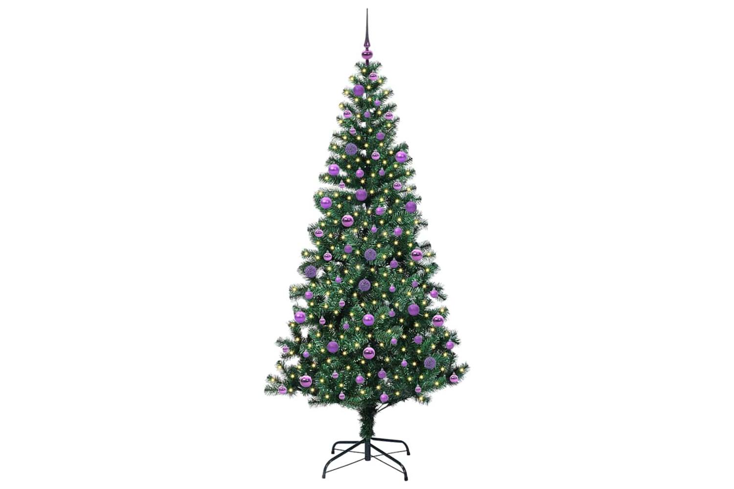 Vidaxl Artificial Pre-lit Christmas Tree Green 210 Cm Pvc And Metal-3