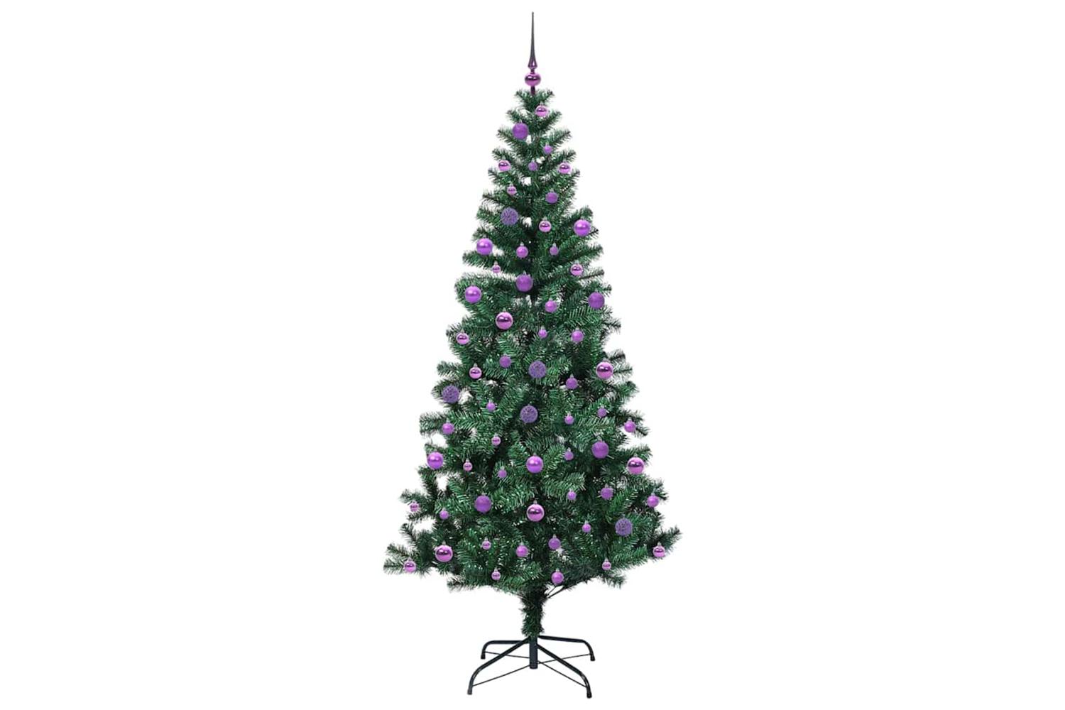 Vidaxl Artificial Pre-lit Christmas Tree Green 210 Cm Pvc And Metal-4