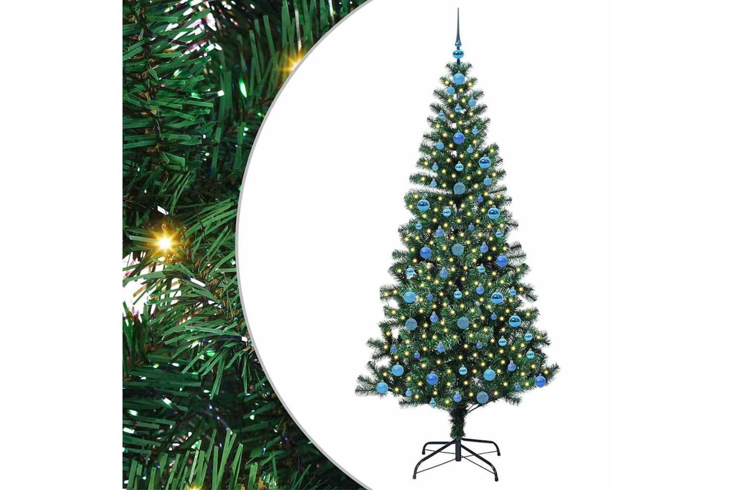 Vidaxl Artificial Pre-lit Christmas Tree Green 210 Cm Pvc And Metal-2