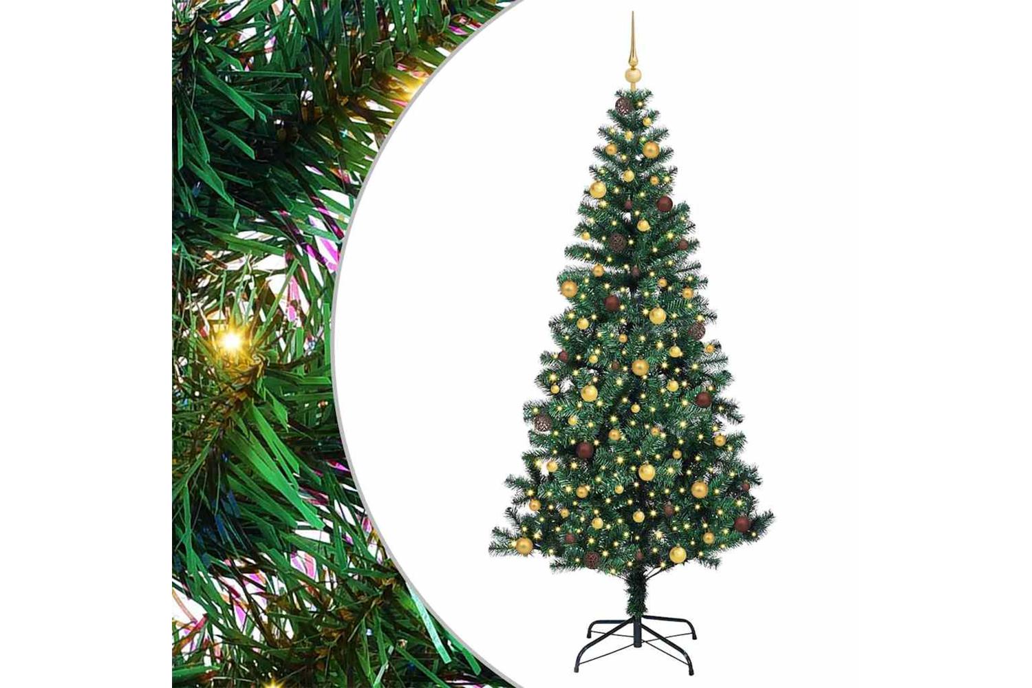 Vidaxl Artificial Pre-lit Christmas Tree Green 240 Cm Pvc And Metal-2